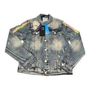 Create 2MRW Stylish Denim Jacket with Colorful Accents, NWT
